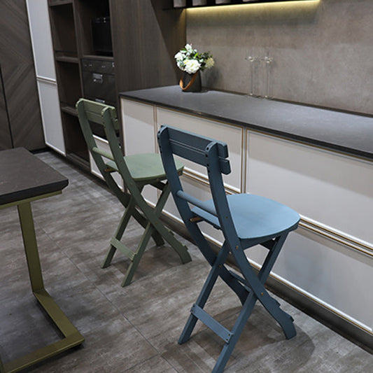 Chaise de comptoir à dos pliable moderne chaise de bar à bois massif avec 4 jambes