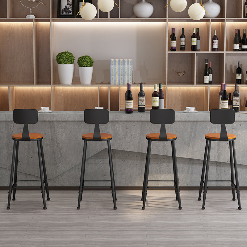 Modern Armless Counter Stool Iron Kitchen Bar Stool with Seat and Pedal