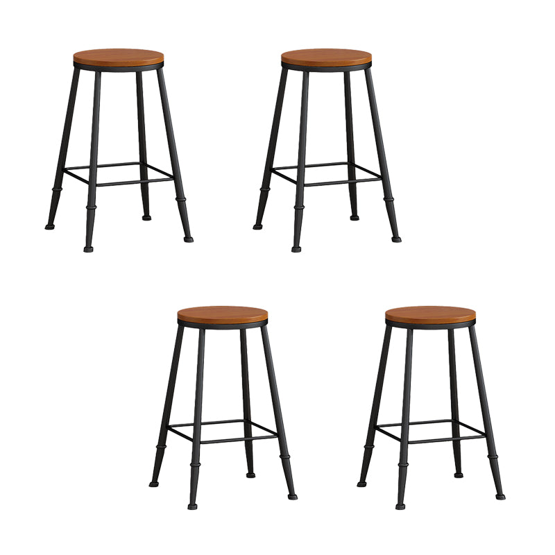 Modern Armless Counter Stool Iron Kitchen Bar Stool with Seat and Pedal