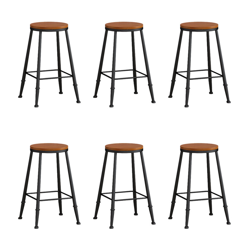 Modern Armless Counter Stool Iron Kitchen Bar Stool with Seat and Pedal