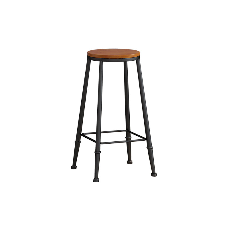 Modern Armless Counter Stool Iron Kitchen Bar Stool with Seat and Pedal