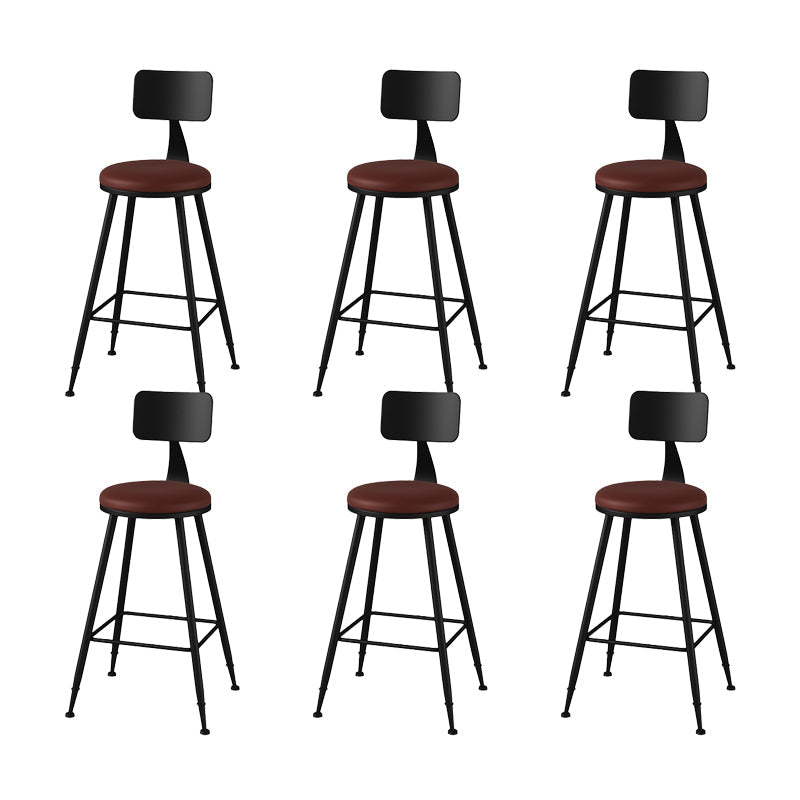 Modern Armless Counter Stool Iron Kitchen Bar Stool with Seat and Pedal