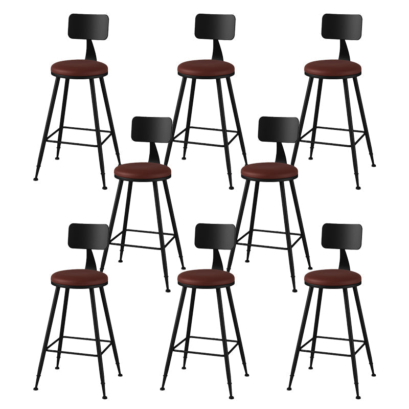 Modern Armless Counter Stool Iron Kitchen Bar Stool with Seat and Pedal