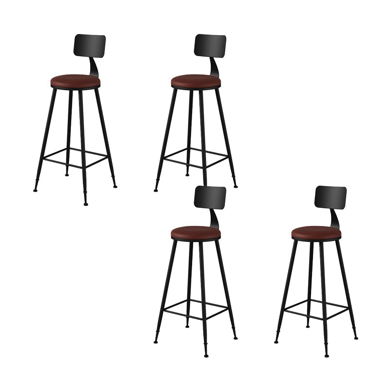 Modern Armless Counter Stool Iron Kitchen Bar Stool with Seat and Pedal