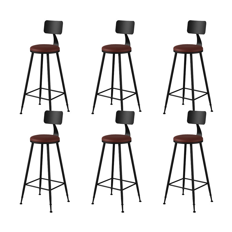 Modern Armless Counter Stool Iron Kitchen Bar Stool with Seat and Pedal