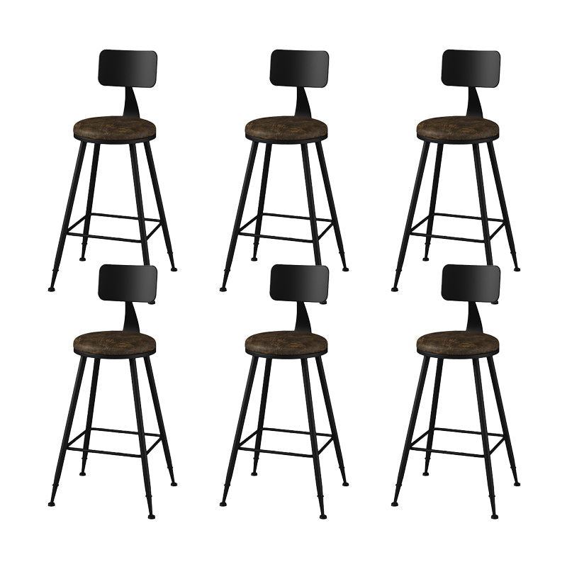 Modern Armless Counter Stool Iron Kitchen Bar Stool with Seat and Pedal