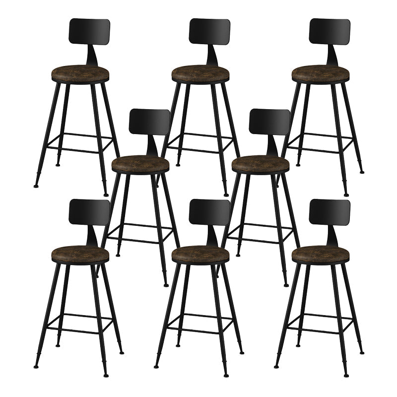 Modern Armless Counter Stool Iron Kitchen Bar Stool with Seat and Pedal