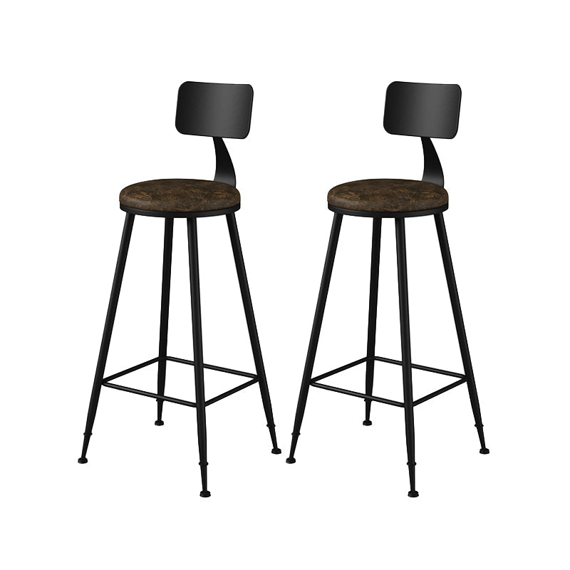 Modern Armless Counter Stool Iron Kitchen Bar Stool with Seat and Pedal