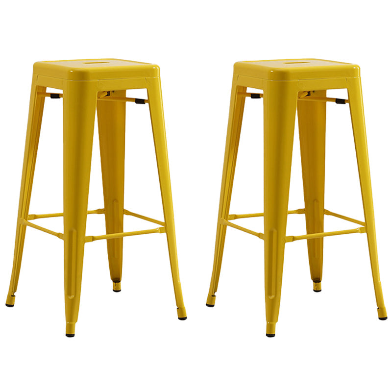 Industrial Backless Counter Stool Metal Counter Height Stools Lemon Yellow 2 Piece Set Clearhalo 'Bar Furniture' 'Bar Stools' 'bar_stools' 'furn' 'furn_bar_stools' 'Furniture' 'Kitchen & Dining Furniture' 6221486