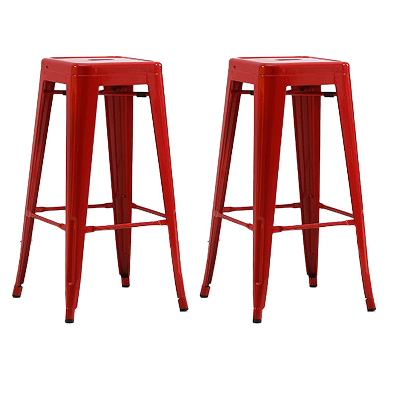 Industrial Backless Counter Stool Metal Counter Height Stools Red 2 Piece Set Clearhalo 'Bar Furniture' 'Bar Stools' 'bar_stools' 'furn' 'furn_bar_stools' 'Furniture' 'Kitchen & Dining Furniture' 6221487