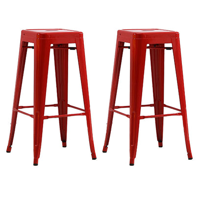 Industrial Backless Counter Stool Metal Counter Height Stools Red 2 Piece Set Clearhalo 'Bar Furniture' 'Bar Stools' 'bar_stools' 'furn' 'furn_bar_stools' 'Furniture' 'Kitchen & Dining Furniture' 6221487