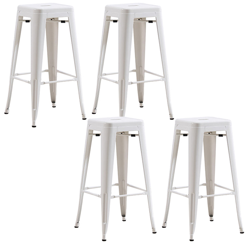 Industrial Backless Counter Stool Metal Counter Height Stools White 4 Piece Set Clearhalo 'Bar Furniture' 'Bar Stools' 'bar_stools' 'furn' 'furn_bar_stools' 'Furniture' 'Kitchen & Dining Furniture' 6221492