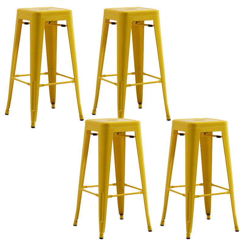 Industrial Backless Counter Stool Metal Counter Height Stools Lemon Yellow 4 Piece Set Clearhalo 'Bar Furniture' 'Bar Stools' 'bar_stools' 'furn' 'furn_bar_stools' 'Furniture' 'Kitchen & Dining Furniture' 6221494