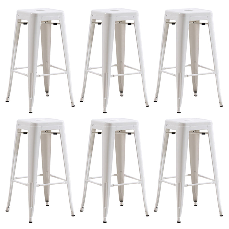 Industrial Backless Counter Stool Metal Counter Height Stools White 6 Piece Set Clearhalo 'Bar Furniture' 'Bar Stools' 'bar_stools' 'furn' 'furn_bar_stools' 'Furniture' 'Kitchen & Dining Furniture' 6221497