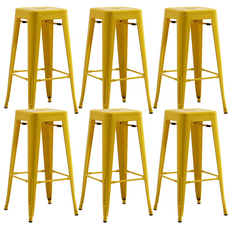 Industrial Backless Counter Stool Metal Counter Height Stools Lemon Yellow 6 Piece Set Clearhalo 'Bar Furniture' 'Bar Stools' 'bar_stools' 'furn' 'furn_bar_stools' 'Furniture' 'Kitchen & Dining Furniture' 6221498