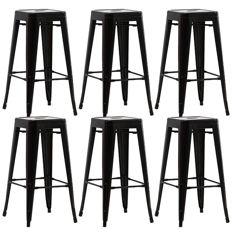 Industrial Backless Counter Stool Metal Counter Height Stools Black 6 Piece Set Clearhalo 'Bar Furniture' 'Bar Stools' 'bar_stools' 'furn' 'furn_bar_stools' 'Furniture' 'Kitchen & Dining Furniture' 6221500