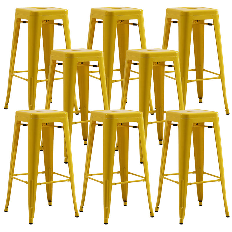 Industrial Backless Counter Stool Metal Counter Height Stools Lemon Yellow 8 Piece Set Clearhalo 'Bar Furniture' 'Bar Stools' 'bar_stools' 'furn' 'furn_bar_stools' 'Furniture' 'Kitchen & Dining Furniture' 6221502