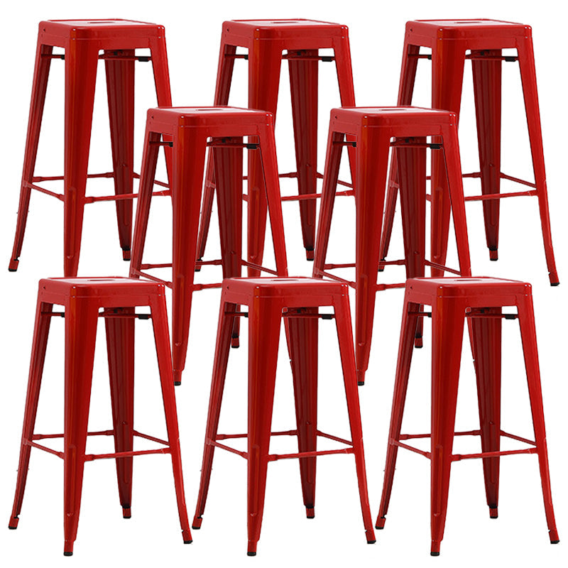 Industrial Backless Counter Stool Metal Counter Height Stools Red 8 Piece Set Clearhalo 'Bar Furniture' 'Bar Stools' 'bar_stools' 'furn' 'furn_bar_stools' 'Furniture' 'Kitchen & Dining Furniture' 6221503
