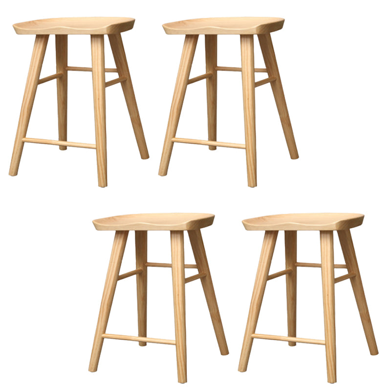 Taburete de bar de madera sin respaldo moderno con pedal y asiento de madera