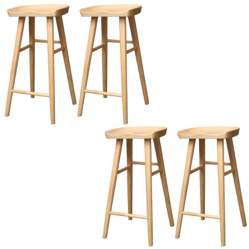 Taburete de bar de madera sin respaldo moderno con pedal y asiento de madera