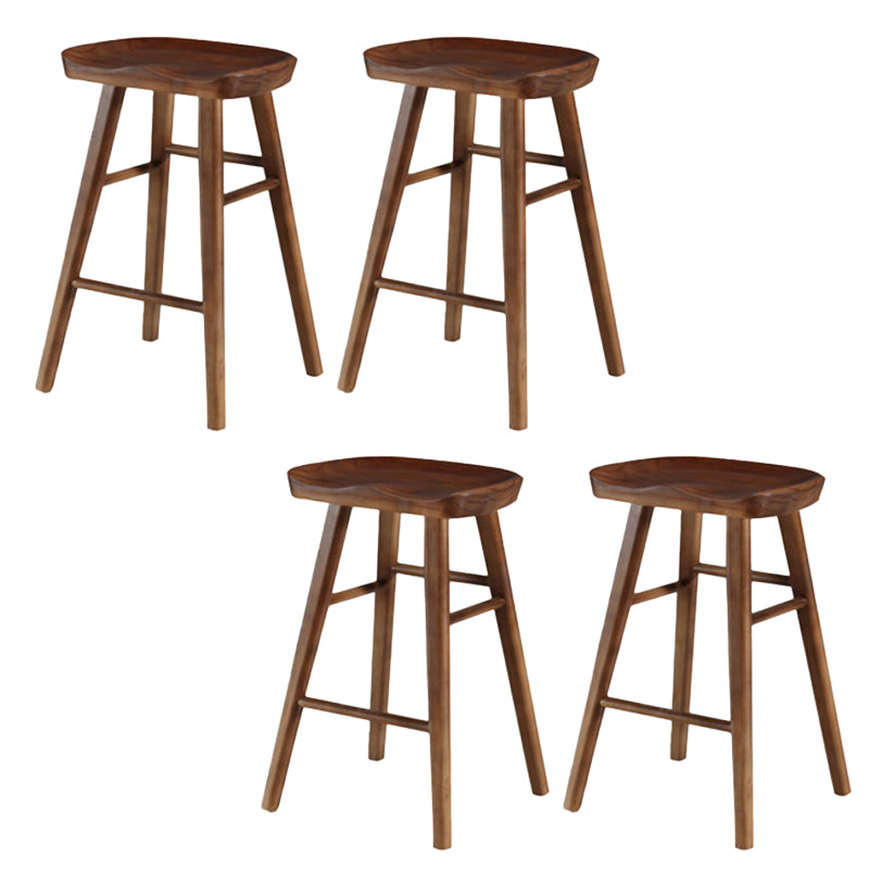 Taburete de bar de madera sin respaldo moderno con pedal y asiento de madera