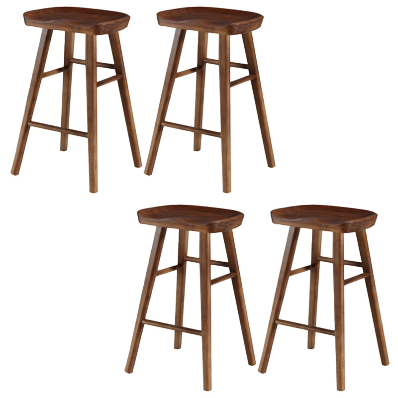 Taburete de bar de madera sin respaldo moderno con pedal y asiento de madera