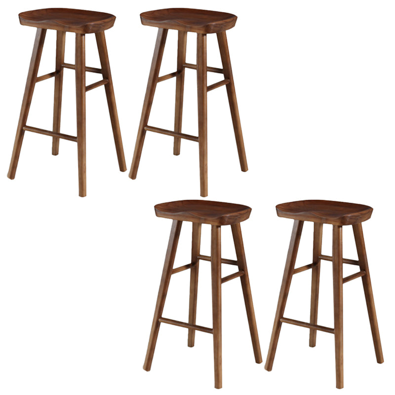Taburete de bar de madera sin respaldo moderno con pedal y asiento de madera