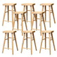 Taburete de bar de madera sin respaldo moderno con pedal y asiento de madera