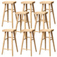Taburete de bar de madera sin respaldo moderno con pedal y asiento de madera