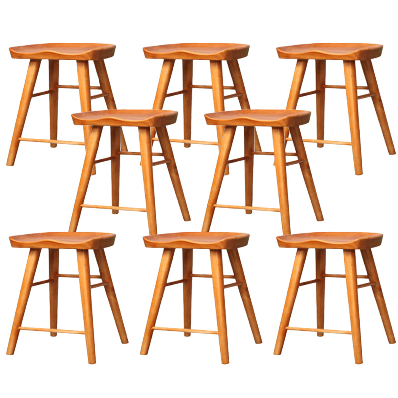 Taburete de bar de madera sin respaldo moderno con pedal y asiento de madera