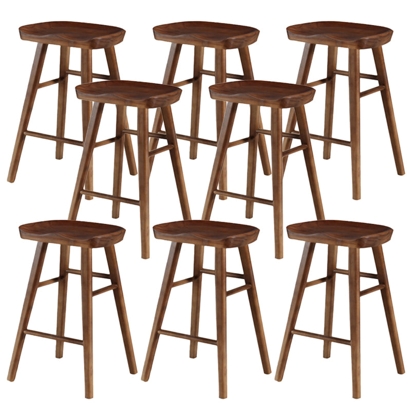 Taburete de bar de madera sin respaldo moderno con pedal y asiento de madera