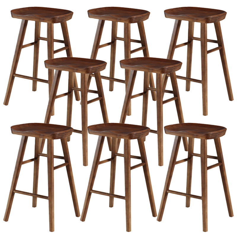 Taburete de bar de madera sin respaldo moderno con pedal y asiento de madera