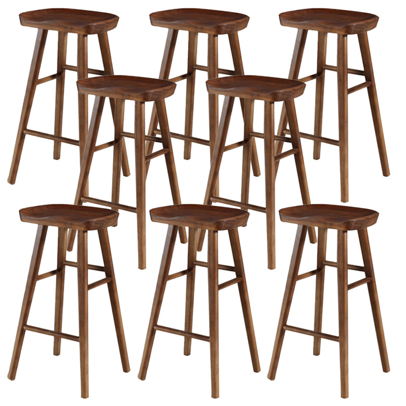 Taburete de bar de madera sin respaldo moderno con pedal y asiento de madera