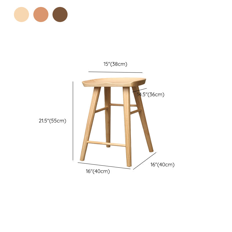 Taburete de bar de madera sin respaldo moderno con pedal y asiento de madera