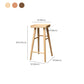 Taburete de bar de madera sin respaldo moderno con pedal y asiento de madera