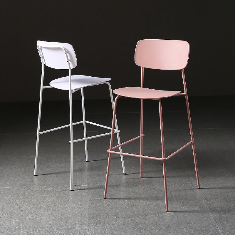 Modern Plastic Bar-stool Square Seat Counter Bar Stool with Metal Legs Clearhalo 'Bar Furniture' 'Bar Stools' 'bar_stools' 'furn' 'furn_bar_stools' 'Furniture' 'Kitchen & Dining Furniture' 6221560