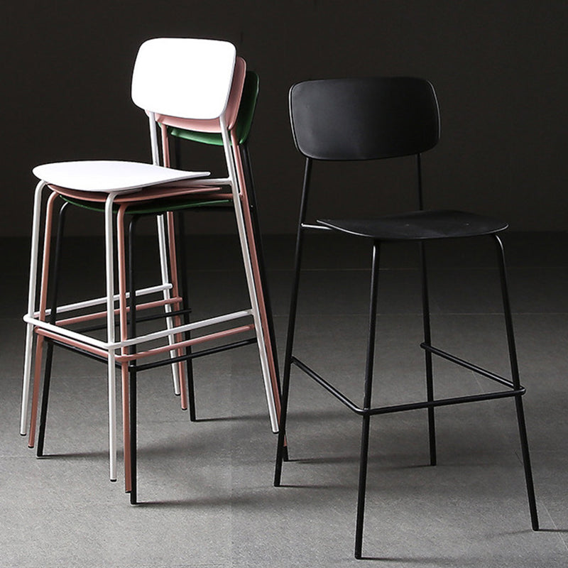 Modern Plastic Bar-stool Square Seat Counter Bar Stool with Metal Legs Clearhalo 'Bar Furniture' 'Bar Stools' 'bar_stools' 'furn' 'furn_bar_stools' 'Furniture' 'Kitchen & Dining Furniture' 6221561