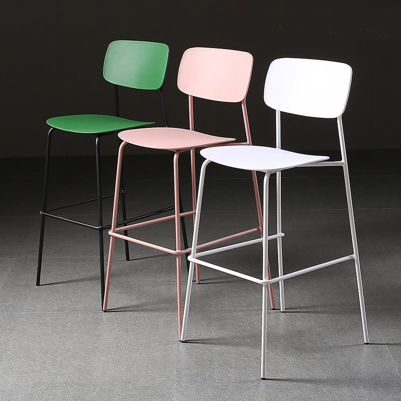 Modern Plastic Bar-stool Square Seat Counter Bar Stool with Metal Legs Clearhalo 'Bar Furniture' 'Bar Stools' 'bar_stools' 'furn' 'furn_bar_stools' 'Furniture' 'Kitchen & Dining Furniture' 6221562