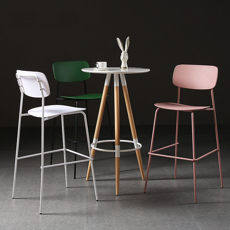 Modern Plastic Bar-stool Square Seat Counter Bar Stool with Metal Legs Clearhalo 'Bar Furniture' 'Bar Stools' 'bar_stools' 'furn' 'furn_bar_stools' 'Furniture' 'Kitchen & Dining Furniture' 6221563