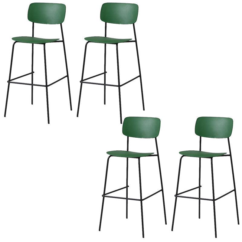 Modern Plastic Bar-stool Square Seat Counter Bar Stool with Metal Legs Green 4 Piece Set Clearhalo 'Bar Furniture' 'Bar Stools' 'bar_stools' 'furn' 'furn_bar_stools' 'Furniture' 'Kitchen & Dining Furniture' 6221564