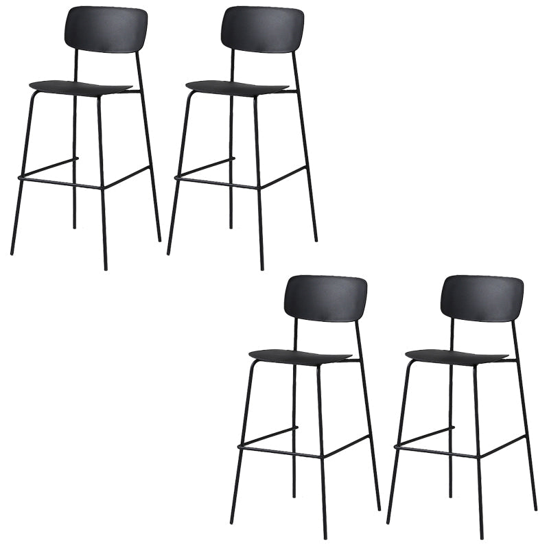 Modern Plastic Bar-stool Square Seat Counter Bar Stool with Metal Legs Black 4 Piece Set Clearhalo 'Bar Furniture' 'Bar Stools' 'bar_stools' 'furn' 'furn_bar_stools' 'Furniture' 'Kitchen & Dining Furniture' 6221566