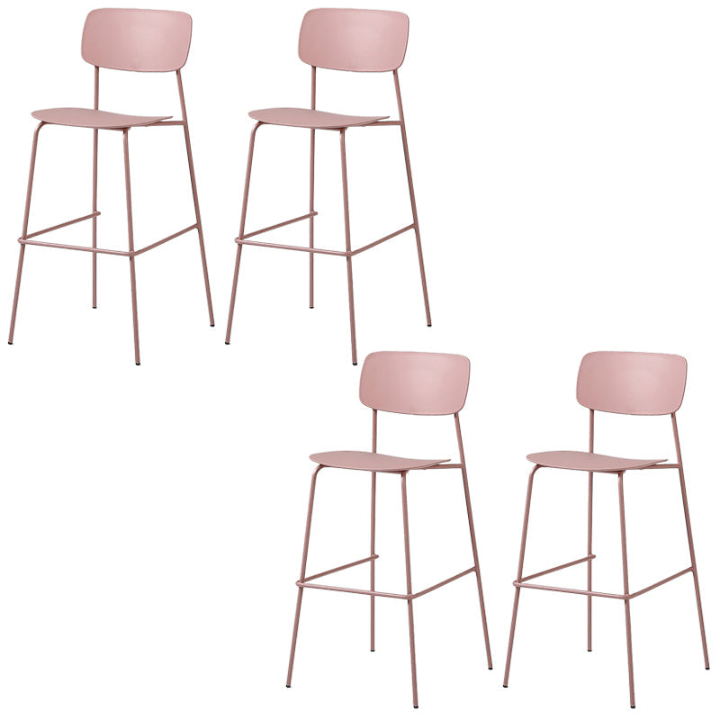 Modern Plastic Bar-stool Square Seat Counter Bar Stool with Metal Legs Pink 4 Piece Set Clearhalo 'Bar Furniture' 'Bar Stools' 'bar_stools' 'furn' 'furn_bar_stools' 'Furniture' 'Kitchen & Dining Furniture' 6221568
