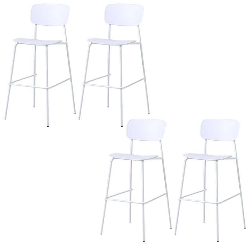 Modern Plastic Bar-stool Square Seat Counter Bar Stool with Metal Legs White 4 Piece Set Clearhalo 'Bar Furniture' 'Bar Stools' 'bar_stools' 'furn' 'furn_bar_stools' 'Furniture' 'Kitchen & Dining Furniture' 6221570
