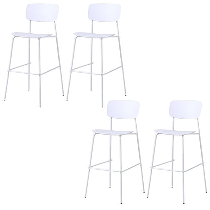 Modern Plastic Bar-stool Square Seat Counter Bar Stool with Metal Legs White 4 Piece Set Clearhalo 'Bar Furniture' 'Bar Stools' 'bar_stools' 'furn' 'furn_bar_stools' 'Furniture' 'Kitchen & Dining Furniture' 6221570