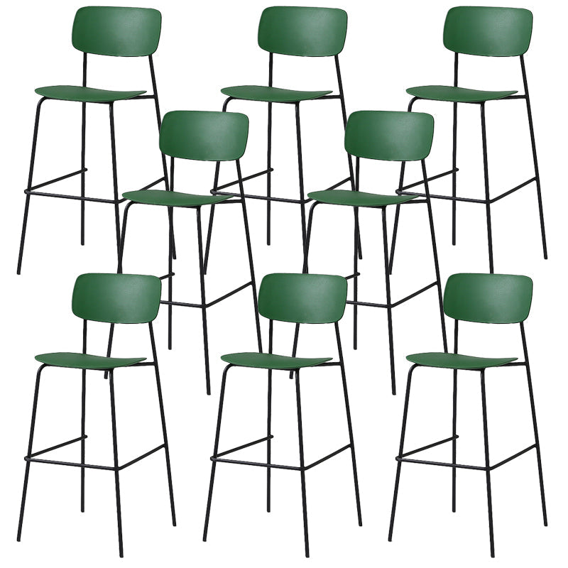 Modern Plastic Bar-stool Square Seat Counter Bar Stool with Metal Legs Green 8 Piece Set Clearhalo 'Bar Furniture' 'Bar Stools' 'bar_stools' 'furn' 'furn_bar_stools' 'Furniture' 'Kitchen & Dining Furniture' 6221573