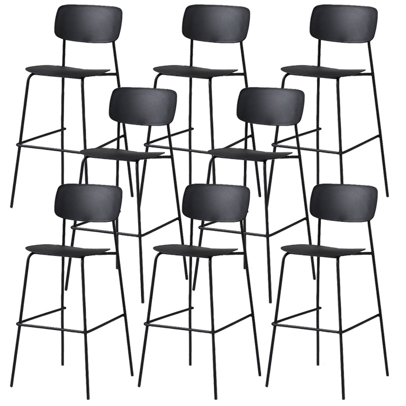 Modern Plastic Bar-stool Square Seat Counter Bar Stool with Metal Legs Black 8 Piece Set Clearhalo 'Bar Furniture' 'Bar Stools' 'bar_stools' 'furn' 'furn_bar_stools' 'Furniture' 'Kitchen & Dining Furniture' 6221574