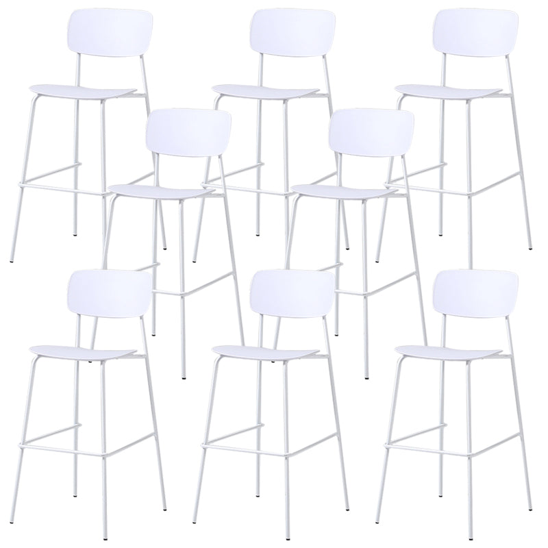 Modern Plastic Bar-stool Square Seat Counter Bar Stool with Metal Legs White 8 Piece Set Clearhalo 'Bar Furniture' 'Bar Stools' 'bar_stools' 'furn' 'furn_bar_stools' 'Furniture' 'Kitchen & Dining Furniture' 6221578