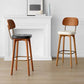 Nordic Style PU Leather Bar-stool Square Seat Counter Bar Stool with Wooden Legs Clearhalo 'Bar Furniture' 'Bar Stools' 'bar_stools' 'furn' 'furn_bar_stools' 'Furniture' 'Kitchen & Dining Furniture' 6221798