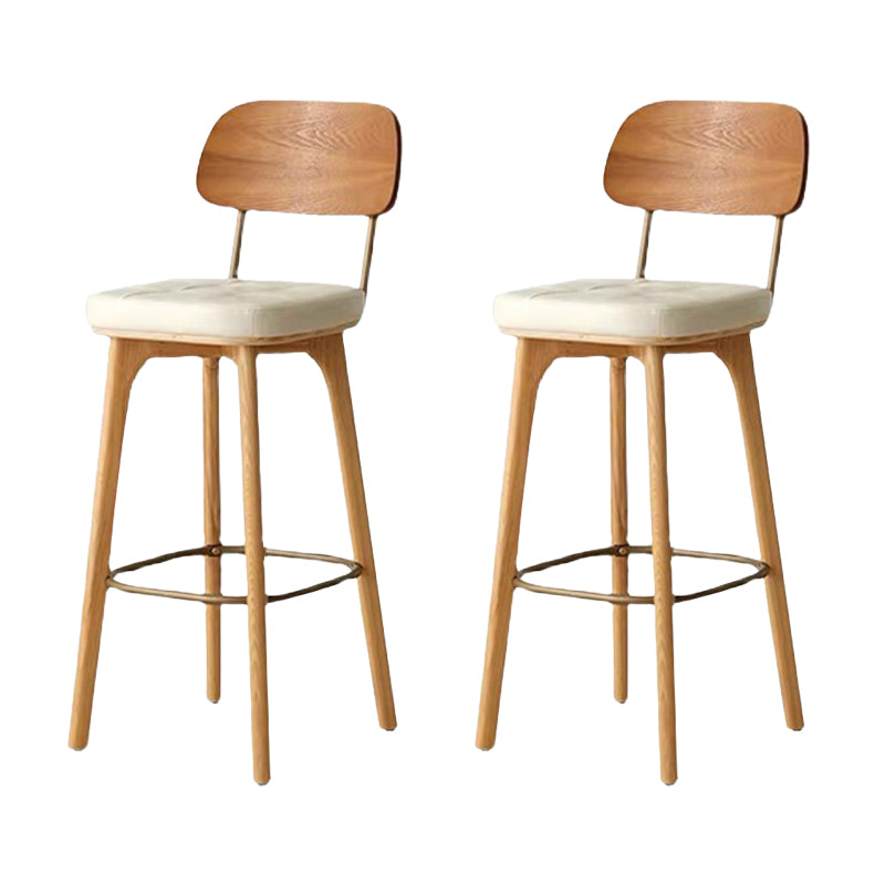 Nordic Style PU Leather Bar-stool Square Seat Counter Bar Stool with Wooden Legs White 2 Piece Set Clearhalo 'Bar Furniture' 'Bar Stools' 'bar_stools' 'furn' 'furn_bar_stools' 'Furniture' 'Kitchen & Dining Furniture' 6221800