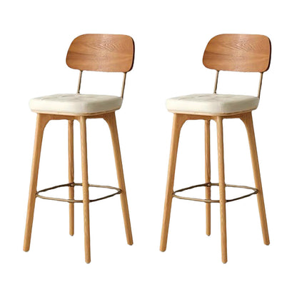 Nordic Style PU Leather Bar-stool Square Seat Counter Bar Stool with Wooden Legs White 2 Piece Set Clearhalo 'Bar Furniture' 'Bar Stools' 'bar_stools' 'furn' 'furn_bar_stools' 'Furniture' 'Kitchen & Dining Furniture' 6221800